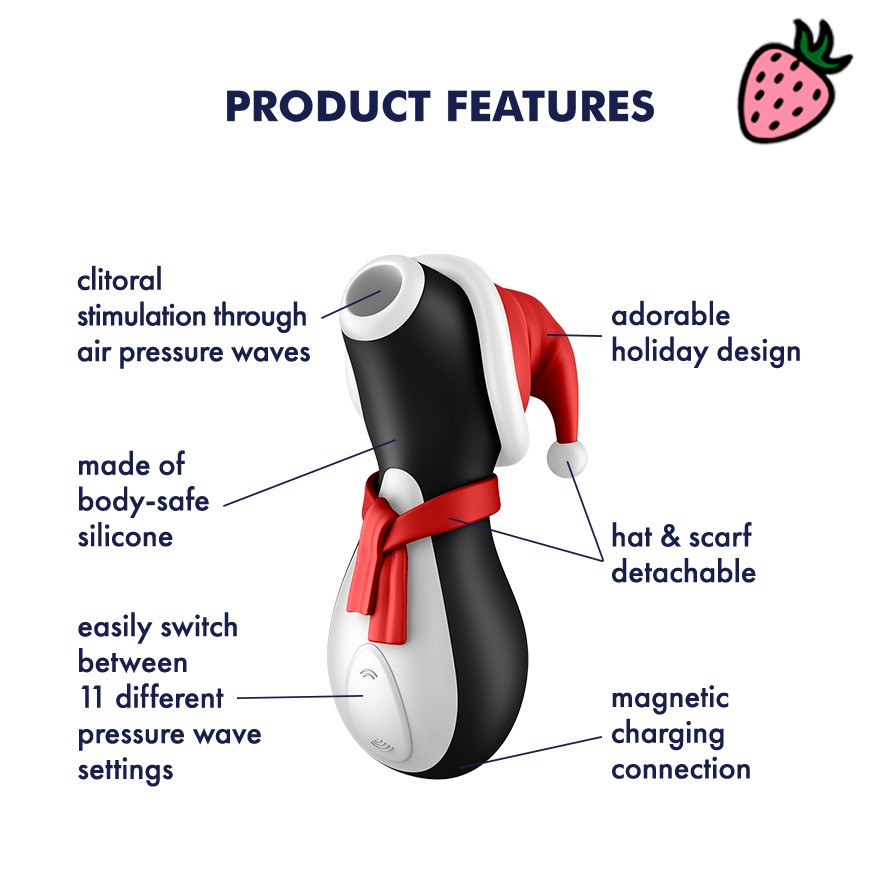 Satisfyer Penguin Holiday Edition - Vibrador e Estimulador de Clitóris com 11 Modos de Vibração à Prova D’Água Satisfyer Penguin Holiday Edition - Vibrador e Estimulador de Clitóris com 11 Modos de Vibração à Prova D’Água