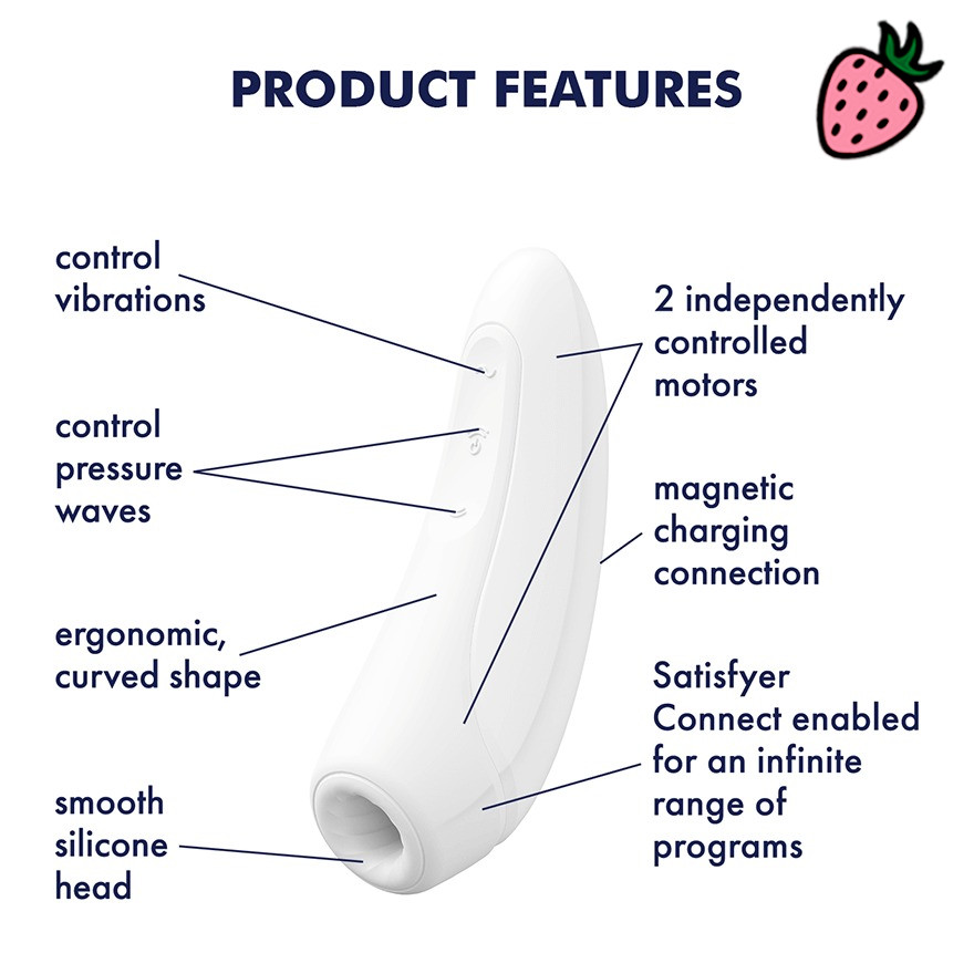 Satisfyer Curvy 1+ - Estimulador Clitoriano com 11 Intensidades de Pulsação e Vibração e Controle via APP Satisfyer Curvy 1+ - Estimulador Clitoriano com 11 Intensidades de Pulsação e Vibração e Controle via APP