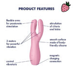 Satisfyer Threesome 3 -  Estimulador de Clitóris com 12 Modos de Vibração à Prova D’Água
