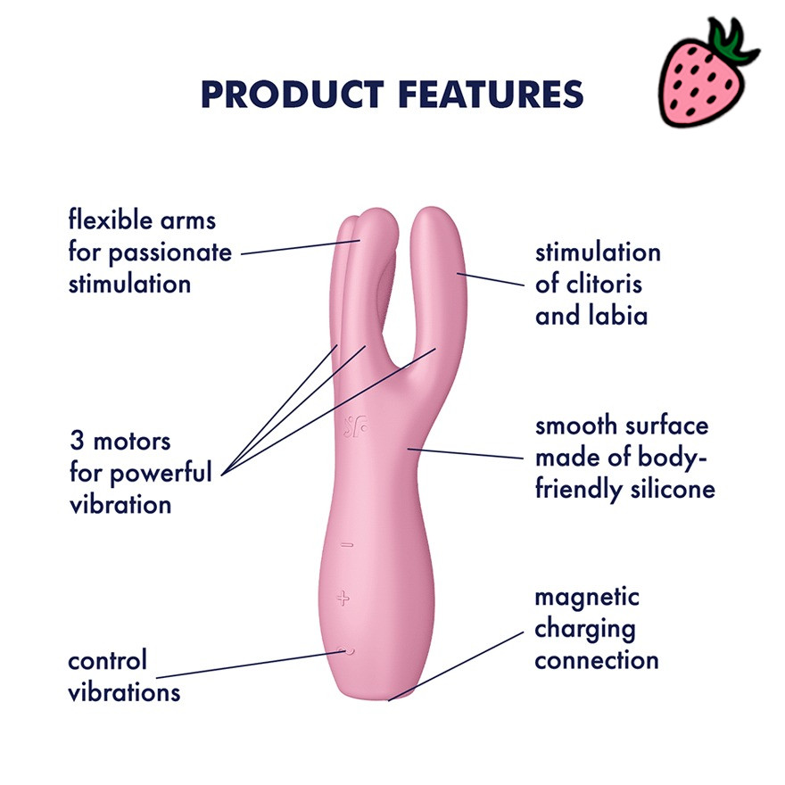 Satisfyer Threesome 3 - Estimulador de Clitóris com 12 Modos de Vibração à Prova D’Água Satisfyer Threesome 3 - Estimulador de Clitóris com 12 Modos de Vibração à Prova D’Água