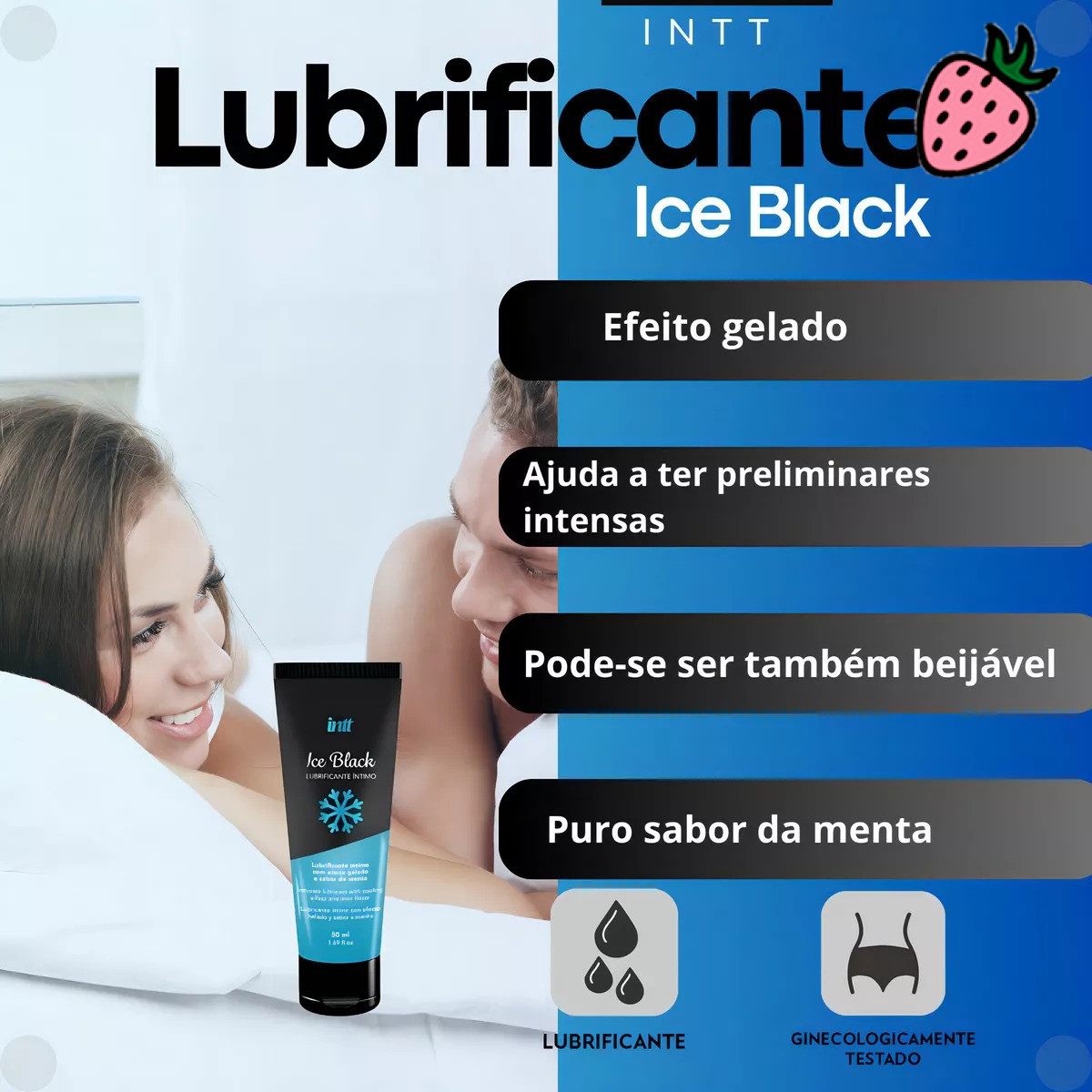 Ice Black 50ml - Gel Lubrificante À Base d'Água Gela e Aquece Ice Black 50ml - Gel Lubrificante À Base d'Água Gela e Aquece