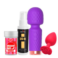 Kit Explora & Sente – Varinha Mágica, Plug Anal, Bolinhas e Gel Lis-In