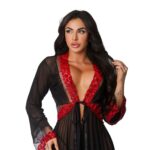 Robe Chamas do Prazer de Tule Corações Bordados - Tallyta Moda Apimentada